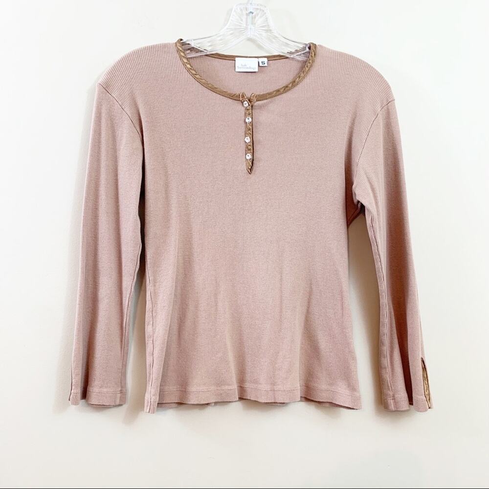 Soft Surroundings Ribbed Brown Long Sleeve Top